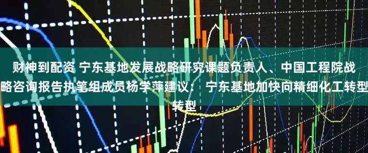 财神到配资 宁东基地发展战略研究课题负责人、中国工程院战略咨询报告执笔组成员杨学萍建议： 宁东基地加快向精细化工转型